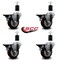 Service Caster 3.5'' Maroon Poly Swivel 1-1/2'' Expanding Stem Caster Set with Brake, 4PK SCC-EX20S3514-PPUB-MRN-PLB-112-4 - alternate 3